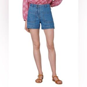 Vanessa Bruno Paris Telia Cotton High Waisted‎ Blue Jean Shorts Size 34 NWT